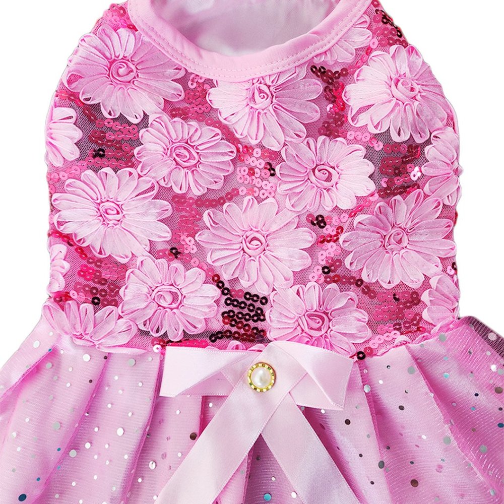 NEW CUTE EMBROIDERY SEQUINS DOG COSTUME CLOTHES BIRTHDAY PARTY WEDDING DRESS - Picture 4 of 6